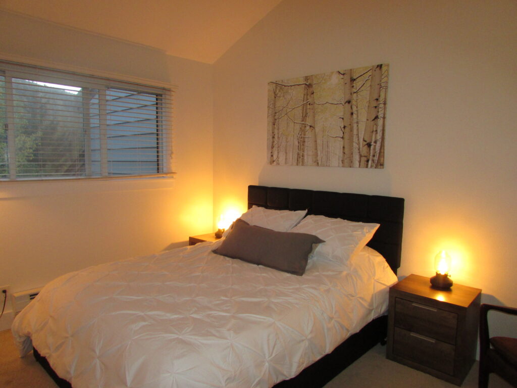 Master bedroom with queen bed and ensuite bathroom